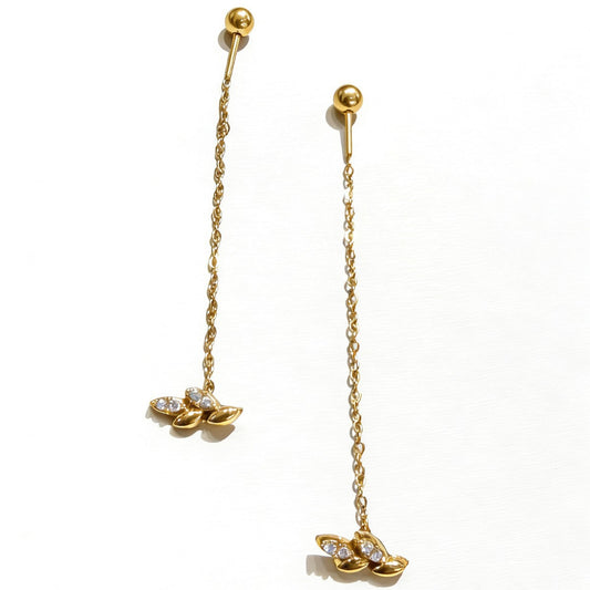 Style Long Golden Tassel Female Graceful Fashionable Advanced Diamond Titanium Rings