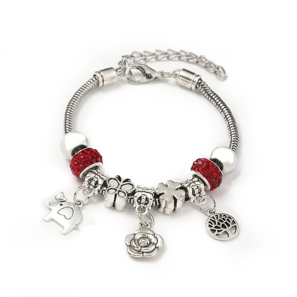 Glass Bead Small Elephant Lucky Tree Retro Transparent Bracelet