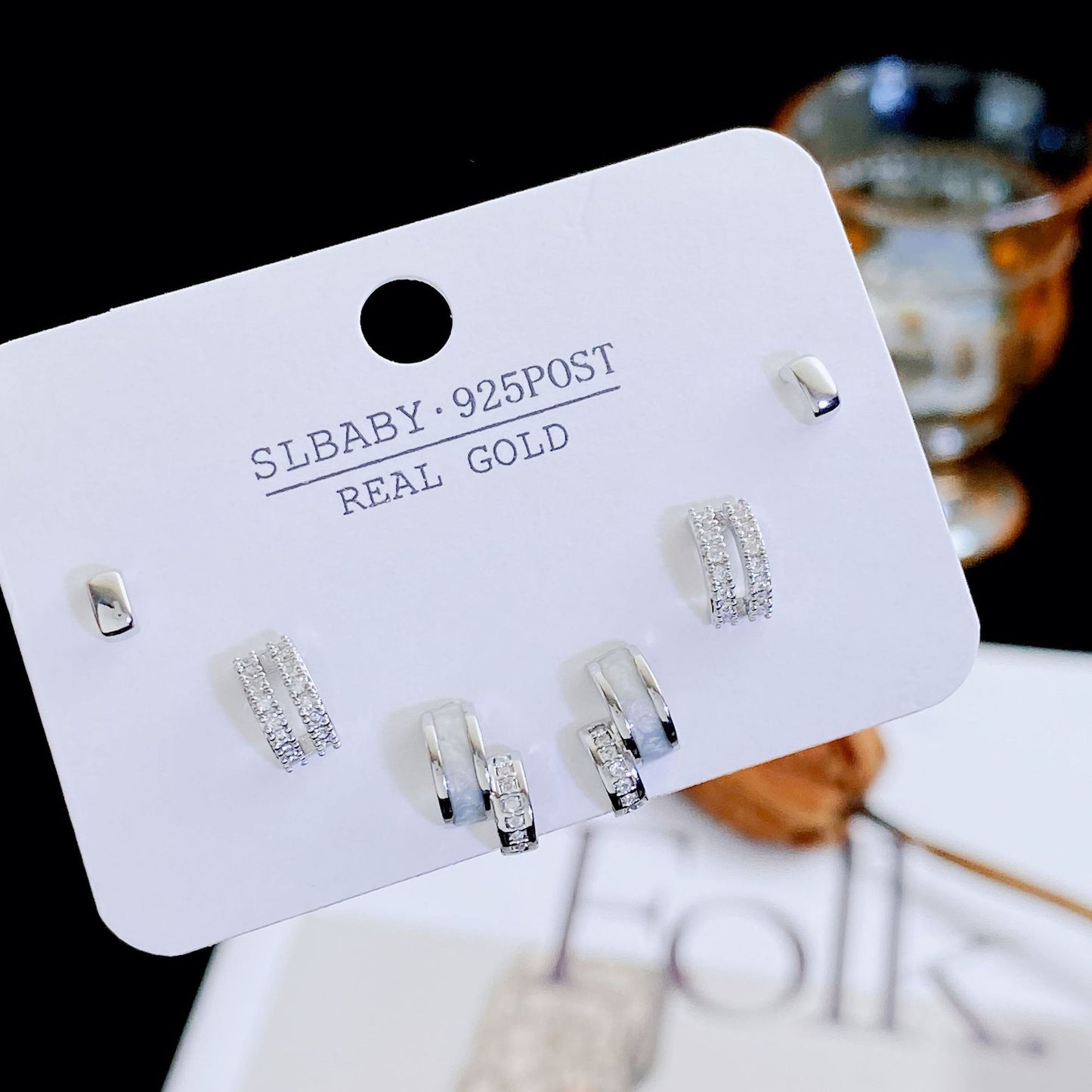 Women's Needle Simple Series Three Pairs Storage Ear Rings