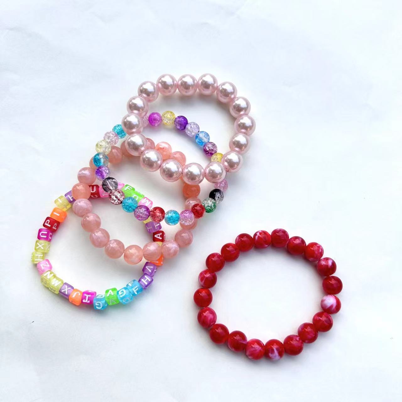 Children's Crack Bead Letter Candy Color Golden Balls Bracelet