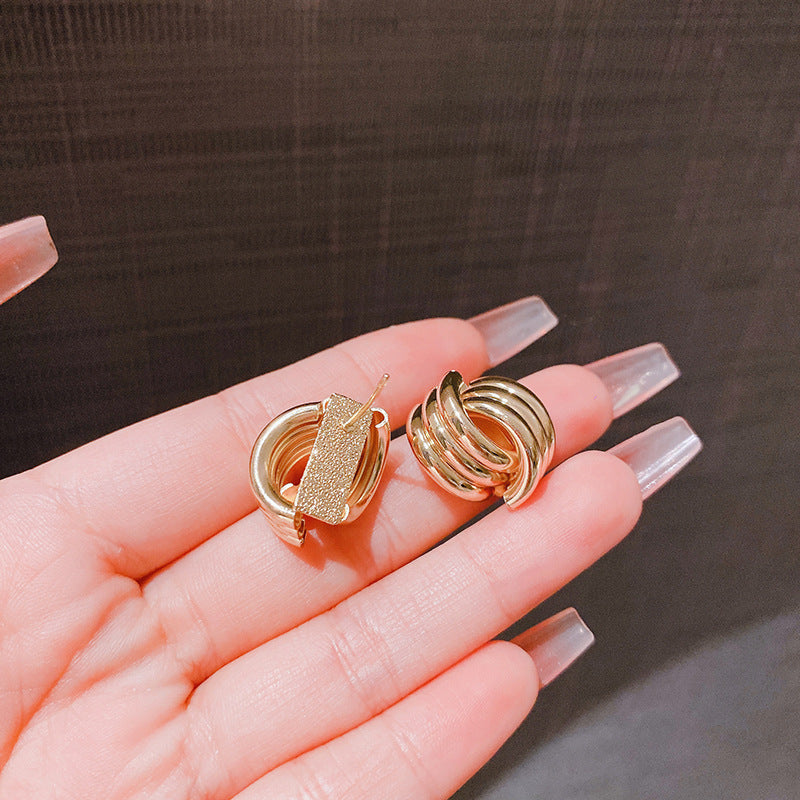 Cold Style Niche Design Geometric Staggered Earrings