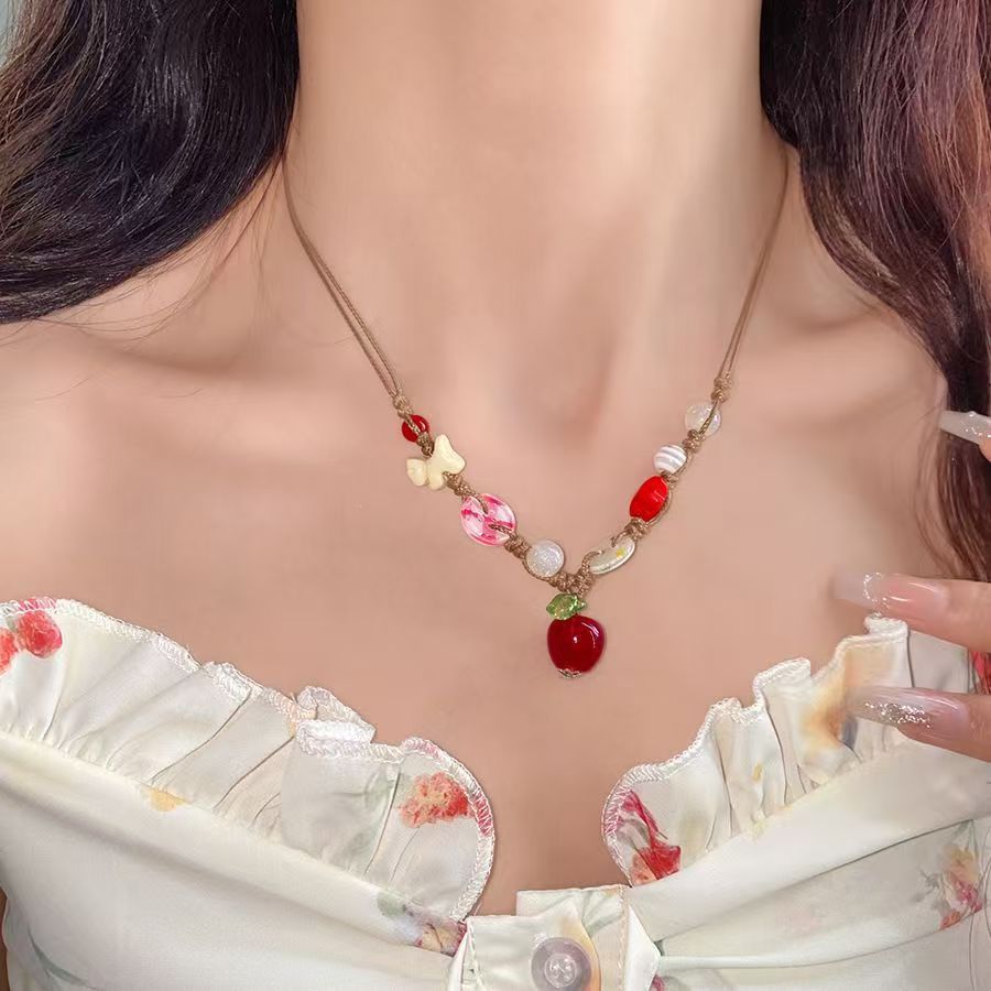 Sweet Apple Cute Button Niche Clavicle Chain Cartoon Gifts For Necklace