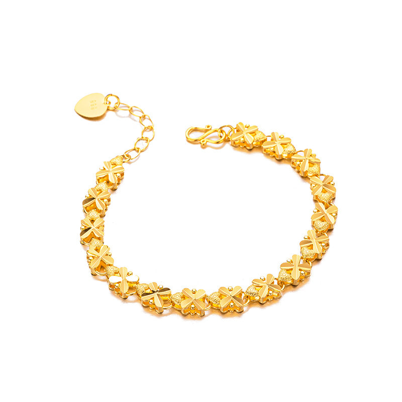 Niche Alluvial Gold Four-leaf Clover Copper Plated No Bracelet