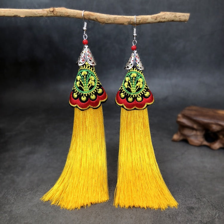 Women's Ethnic Style Tassel Classical Temperament Long Rings