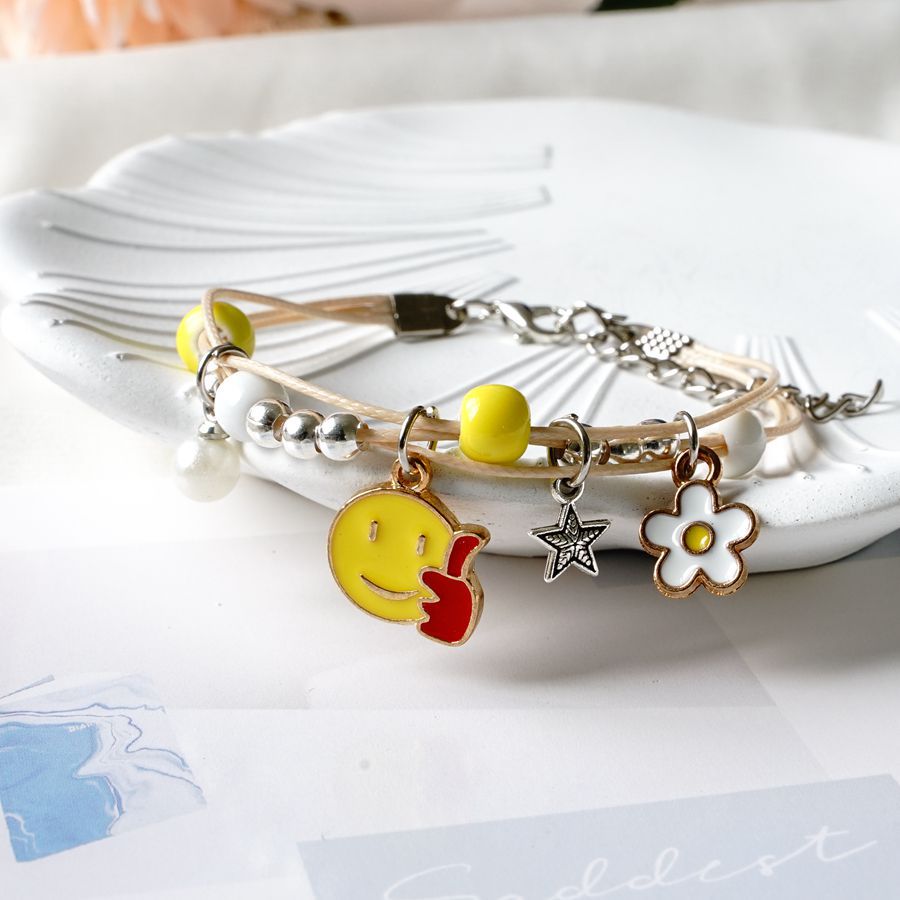 Popular Pearl Female Cartoon Woven Ceramic Jewelry Girlfriends Couple Bracelets