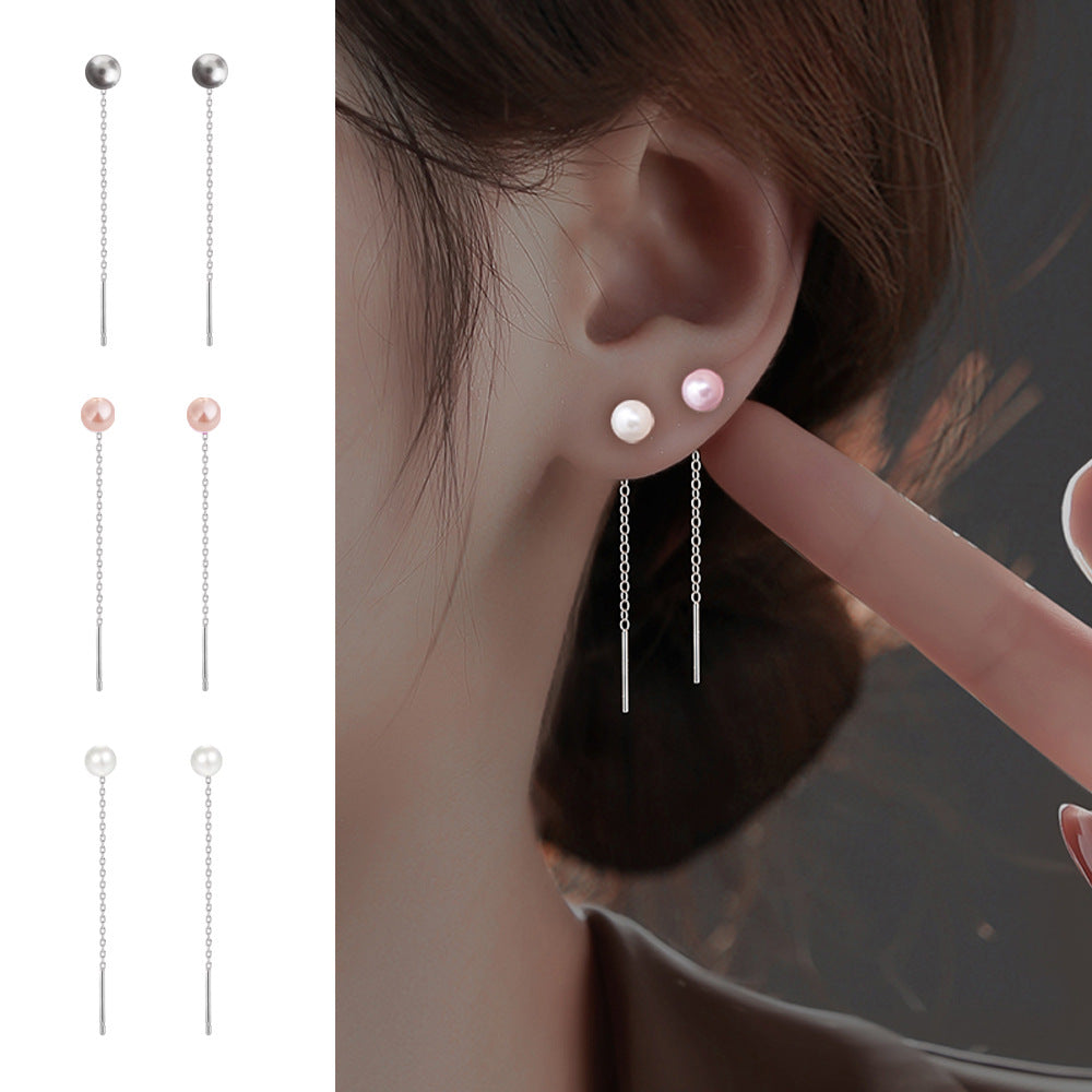 Pearl String French Style Super Fairy Long Earrings