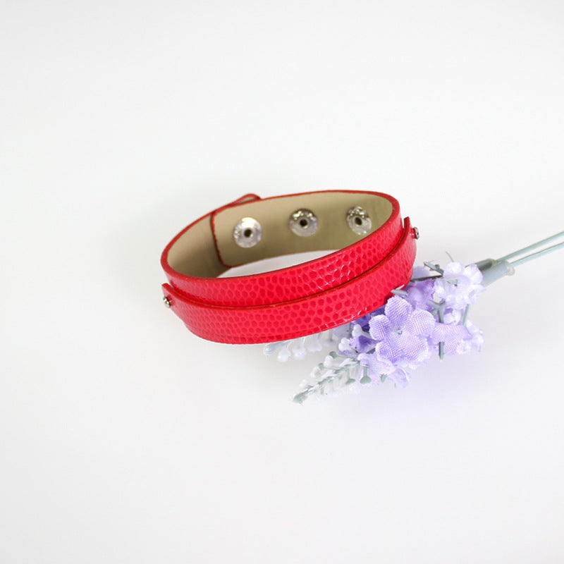 Wrist Strap Imitation Leather Personalized Letter Drop Oil Snap Bracelet