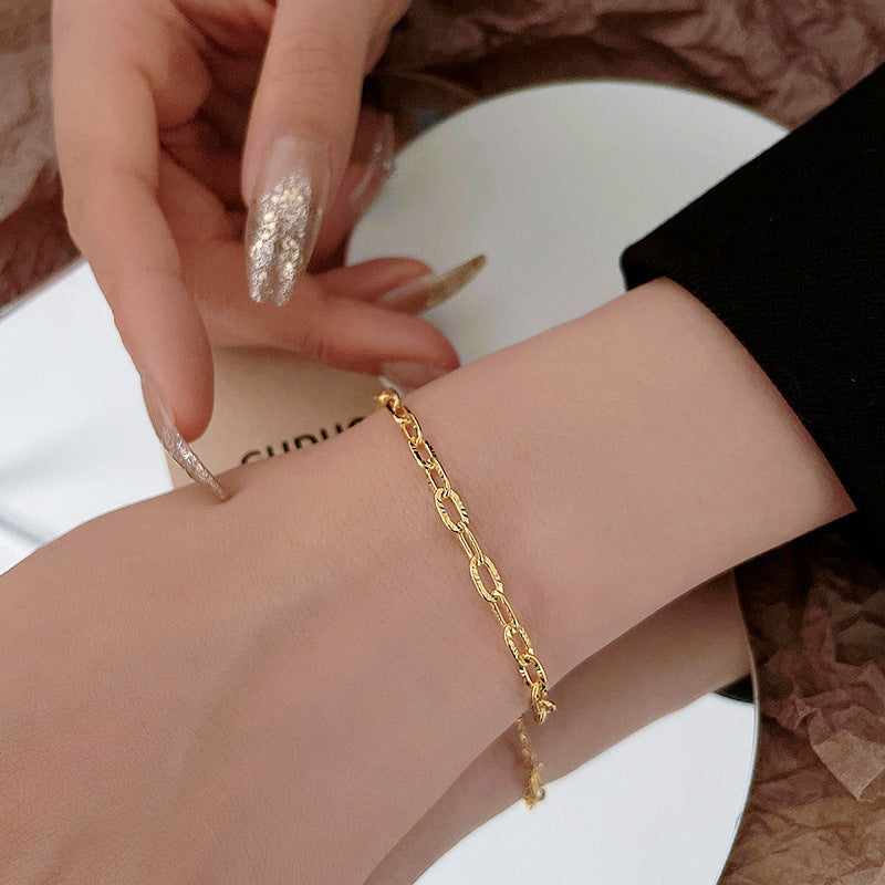 Gold Light Luxury Design Simple Titanium Steel Adjustable Bracelet