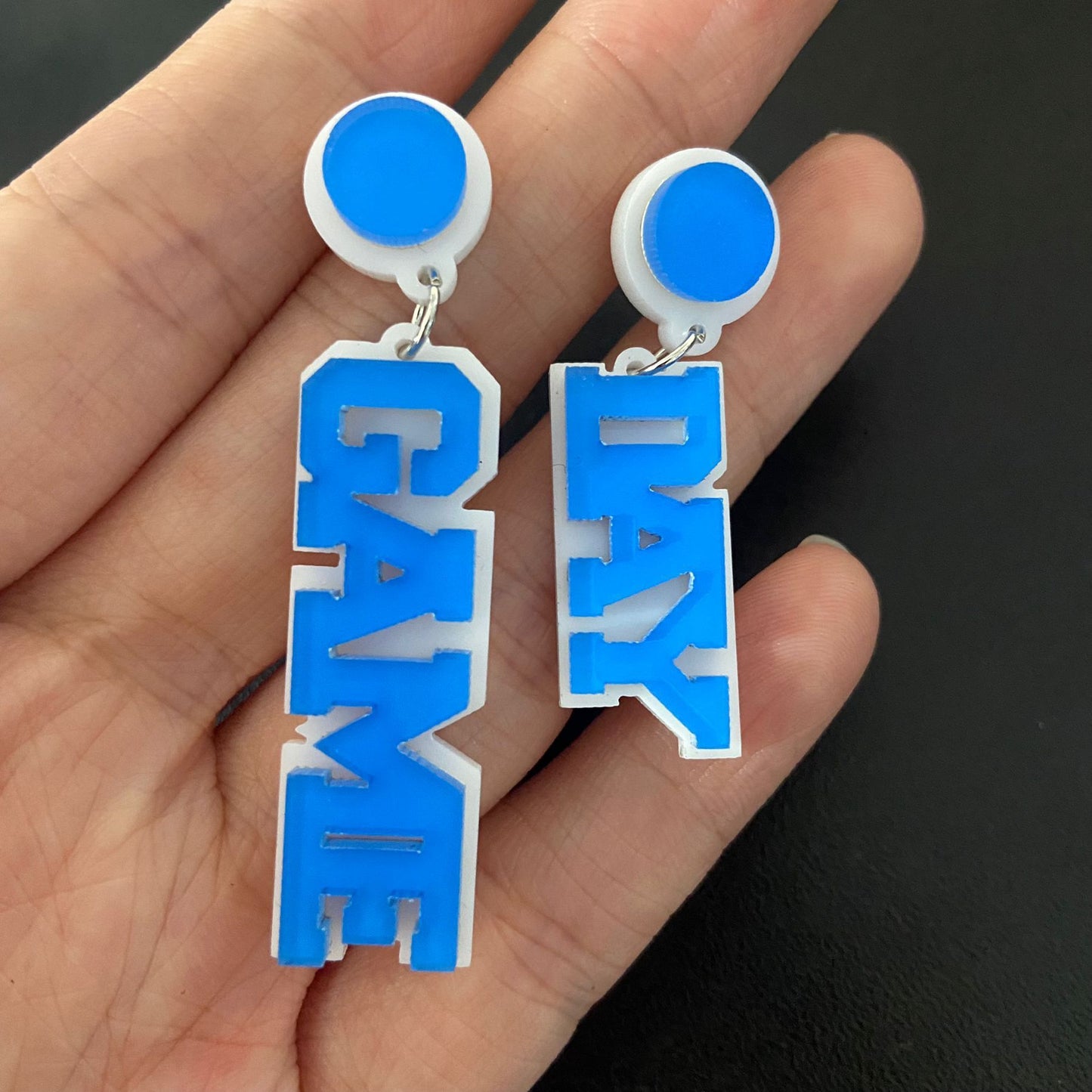 Acrylic Exaggerated Rugby English Alphabet Letter Earrings