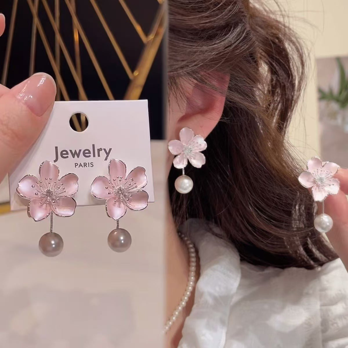 Women's Cherry Blossom Beads Gentle Sweet Elegance Atmosphere Feeling Exquisite Rings
