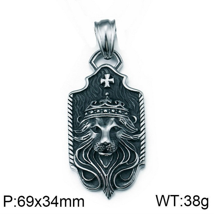 Men's King Horse Accessories Retro Viking Double Wolf Head Pendants