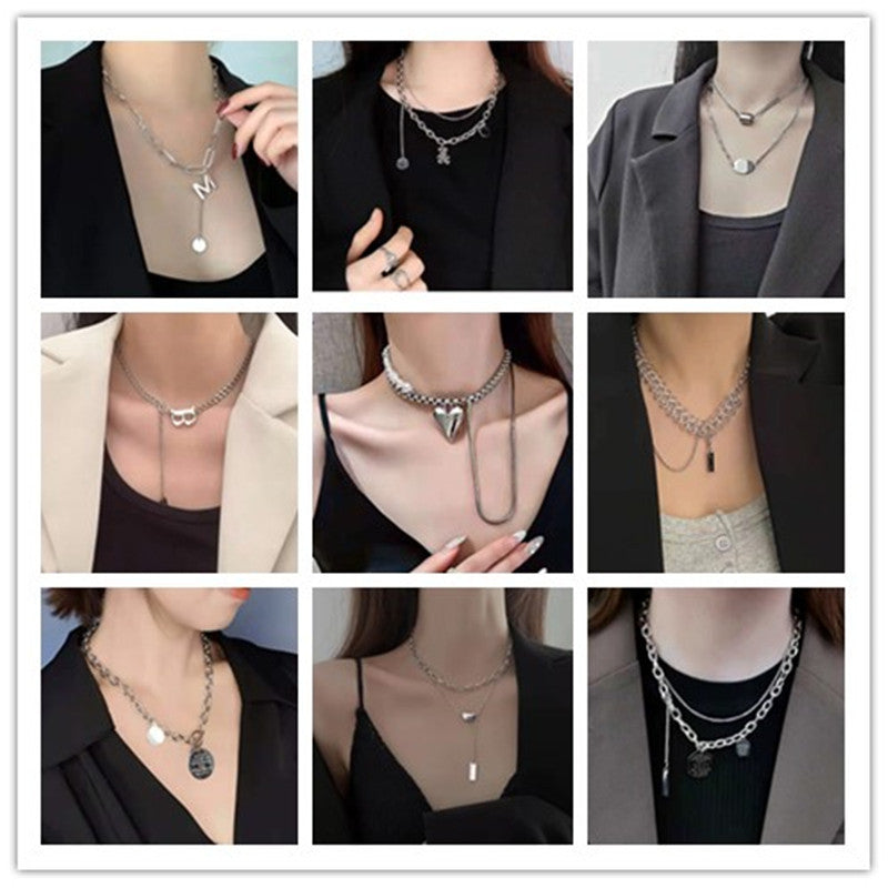 Women's & Men's Fashion Simple Titanium Steel Sweater Chain Personalized Hip Hop Necklace