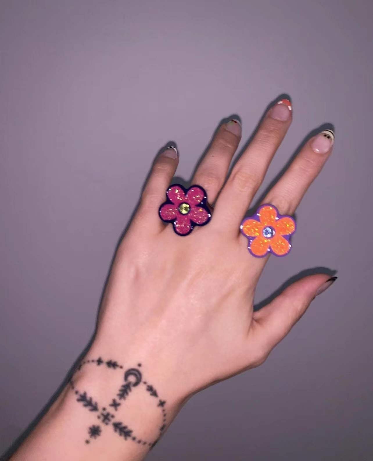 Petal Flower Female Illustration Dripping Fashionable Design Light Luxury Classic Ring