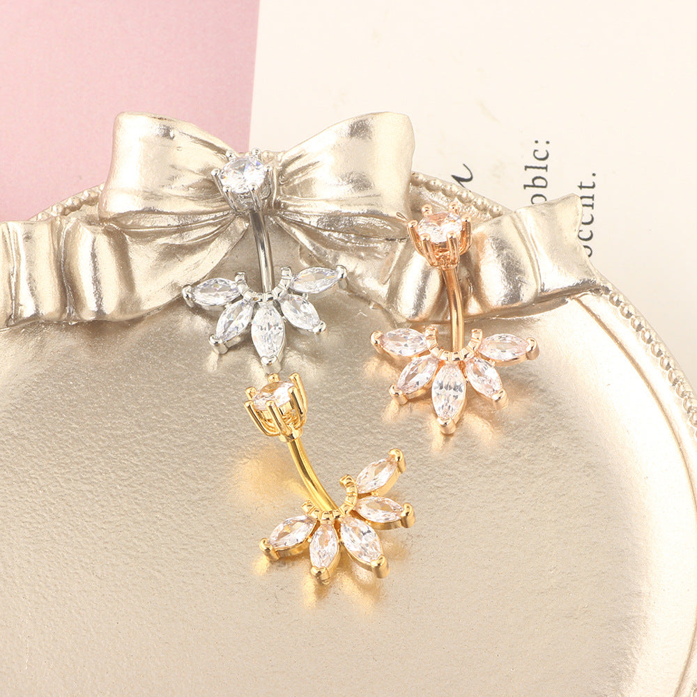 Double-headed Zircon Navel Human Body Puncture Double Zirconium Stud Earrings