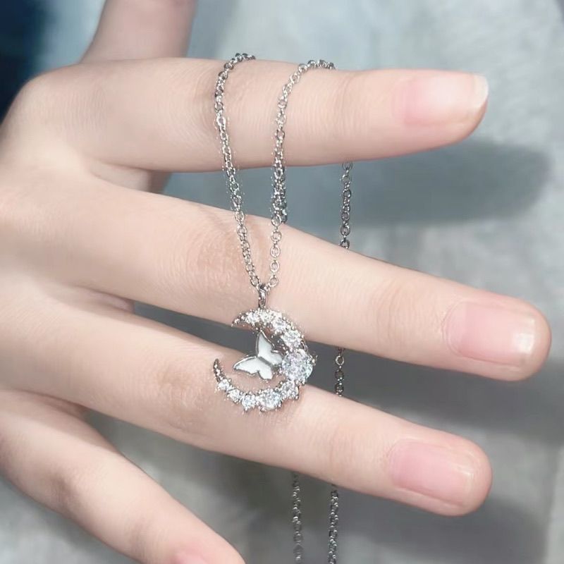 Moon Diamond Butterfly Snowflake Niche Temperament Necklace