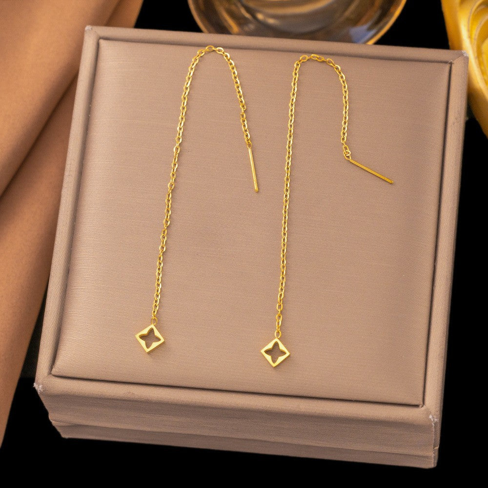 Steel Tassel Niche Design Hollow Heart Shaped Love Female Simple Ear Line