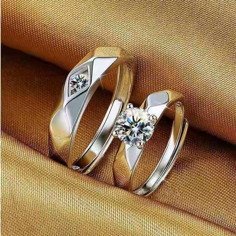 Couple Open Mouth White Gold Plated Rings