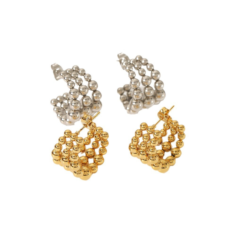 Luxury Design Round Beads Connection Shaped Earrings