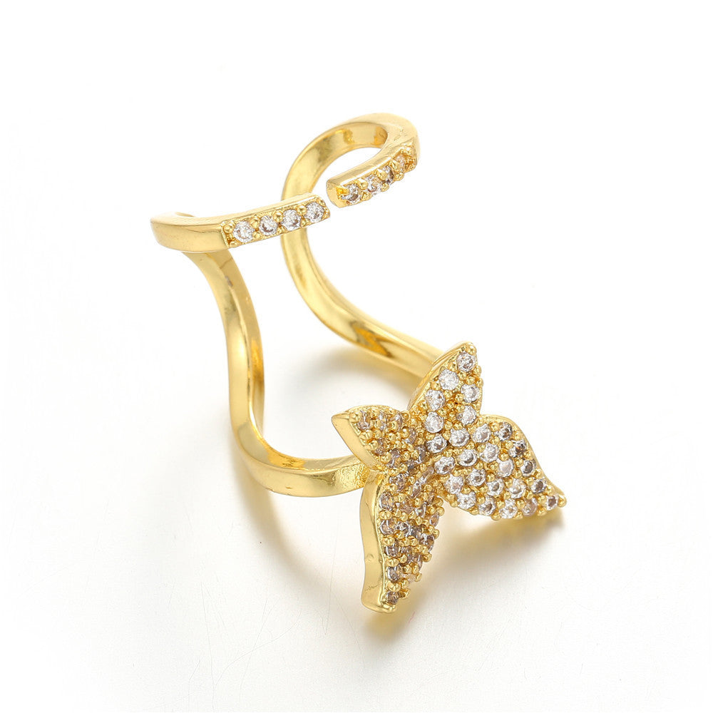 High-grade Female Niche Light Luxury Simplicity Butterfly Adjustable Ring
