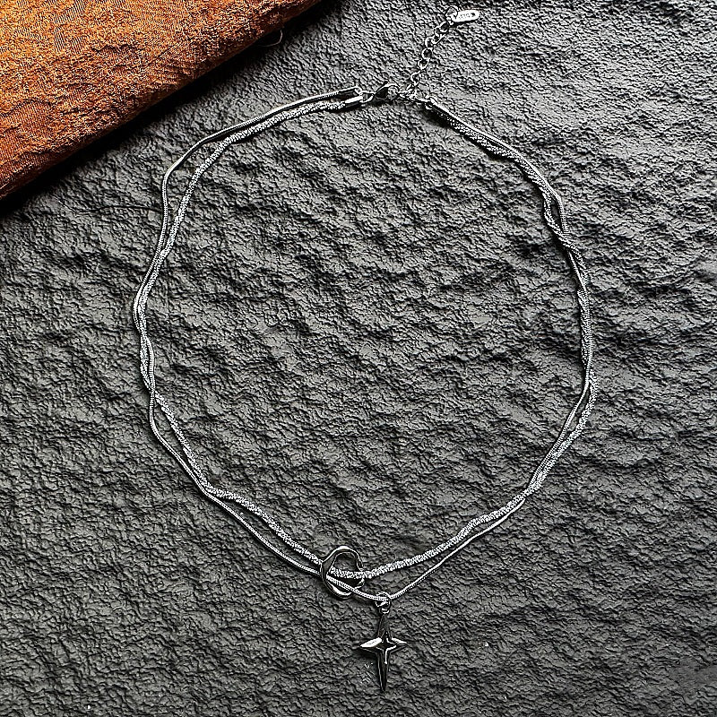 Women's & Men's Gager Stainless Steel Simple Star Design Clavicle Chain Pendants
