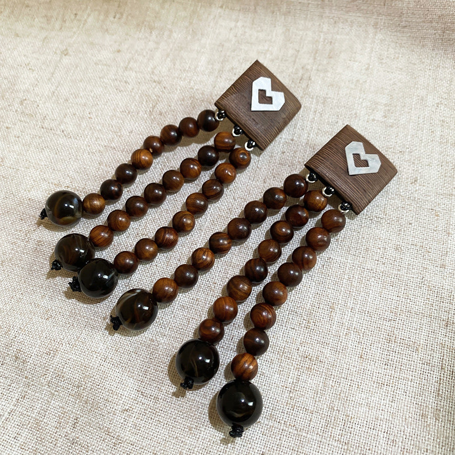 Wood In The Forest Retro Tassel Rings