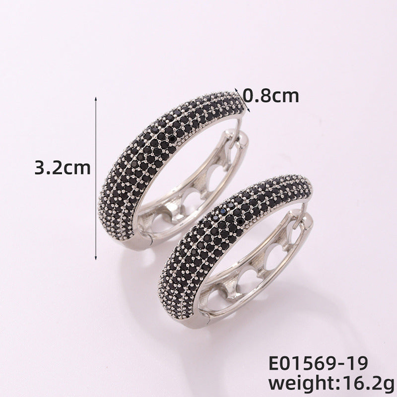 Round Micro Inlaid Zircon Clip Advanced Sense Earrings