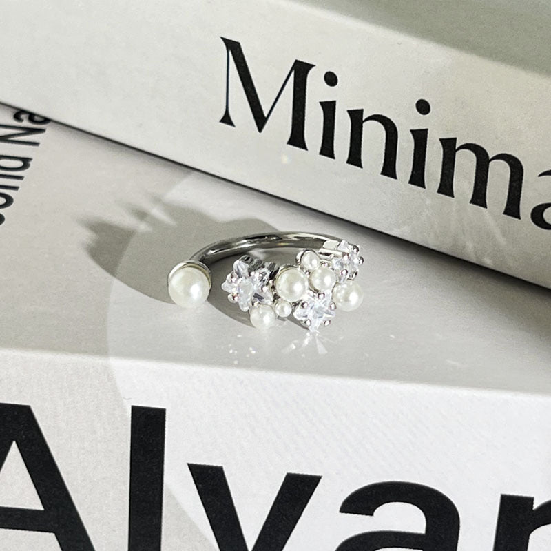 Diamond Flower Language Light Luxury Mix Match Personality Bow Tie Ring