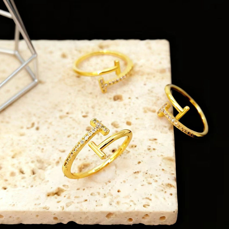 Women's Double Opening Zircon High-grade Cold Style Rings