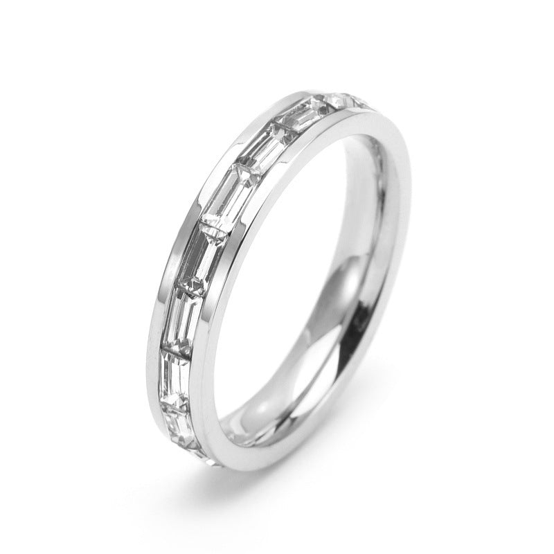 Titanium Steel Couple Fashion Diamond Full Rings