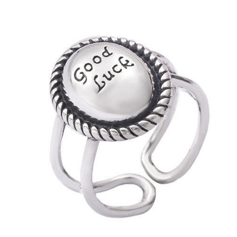 Women's & Men's Punk Heavy Wide Face Abstract Art Open Distressed Street Tide Ring