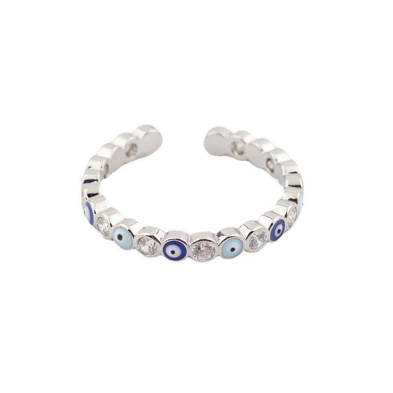 Eye Brass Open Zircon Diamond Adjustable Fashion Ring