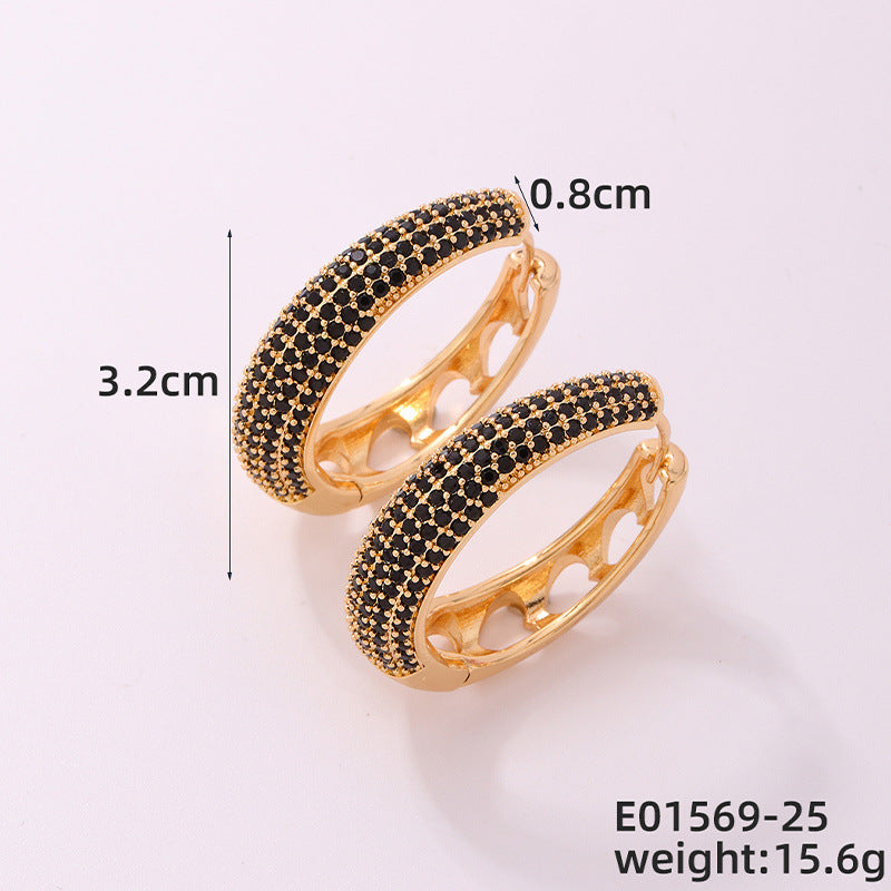 Round Micro Inlaid Zircon Clip Advanced Sense Earrings