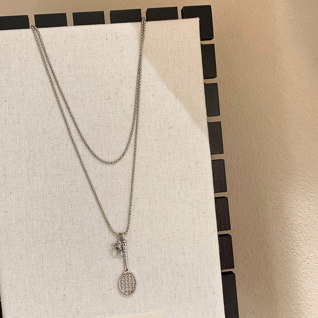 Women's Racket Tassel Long Sweater Chain Casual Necklace