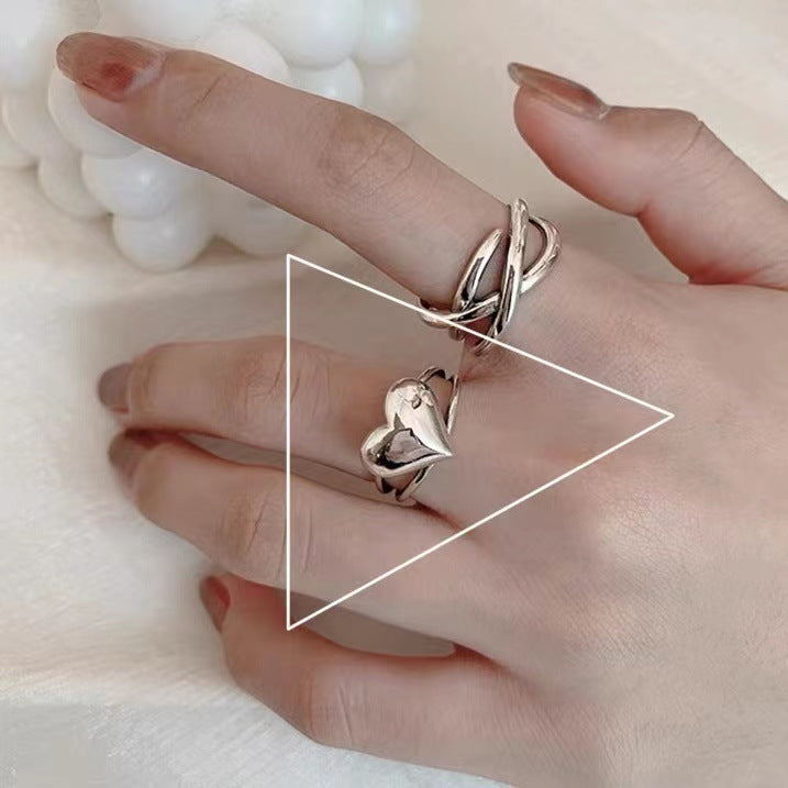 Open-end Zircon Female Cold Design Couple Rings