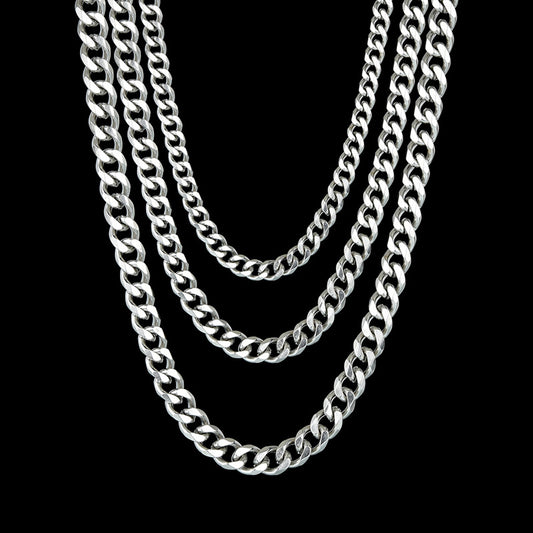 Women's & Men's Six-sided Grinding Chain Cuban Link Gold-plated Stainless Steel Necklaces