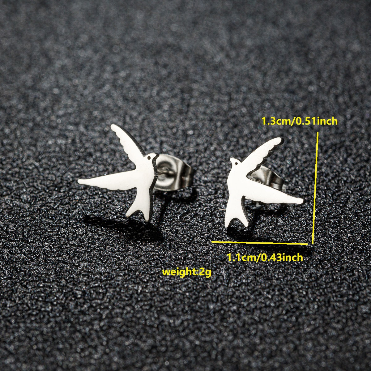 Small Animal Cat Plaid Bird Ear Geometry Stud Earrings