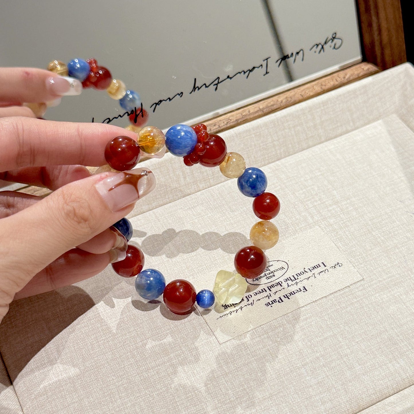 Blue Red Agate Sealant Flower Yellow White Crystal Bracelet