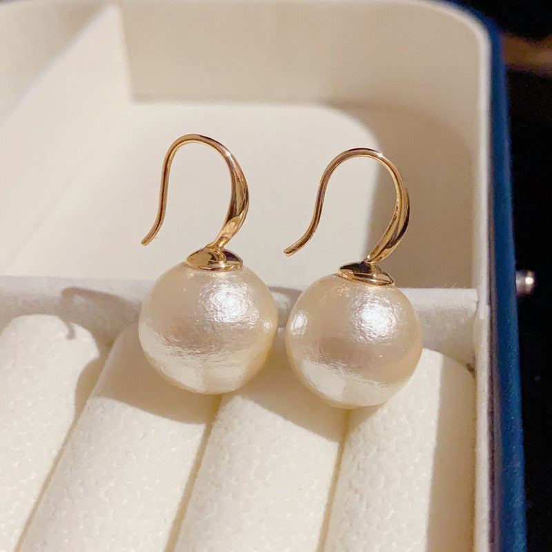 Color Cotton Pearl Ear Hook French Earrings