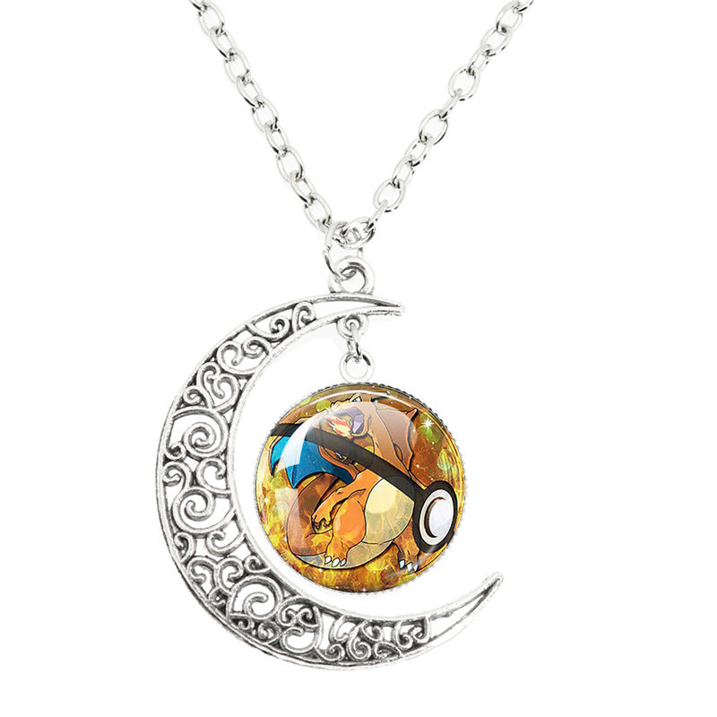Anime Alloy Moon Time Gem Cabochon Necklaces