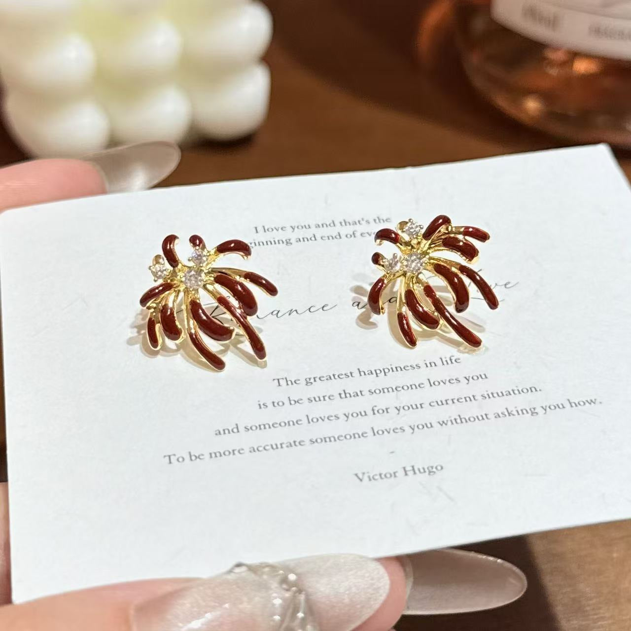 Red Unique Design Fashionable Light Luxury Premium Stud Earrings