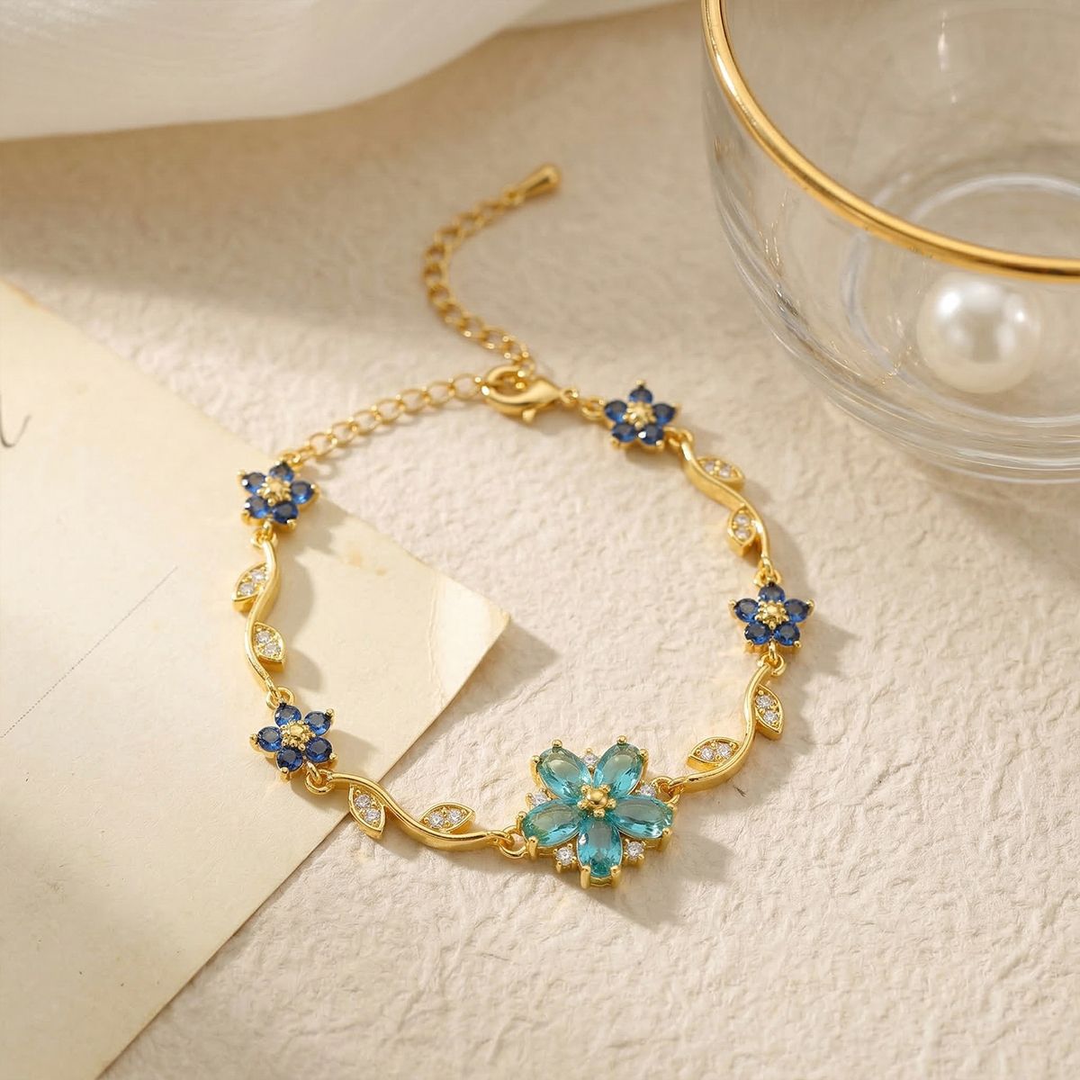 Style Flower Bow Tie Small Fresh Copper Inlaid Zircon High Bracelet