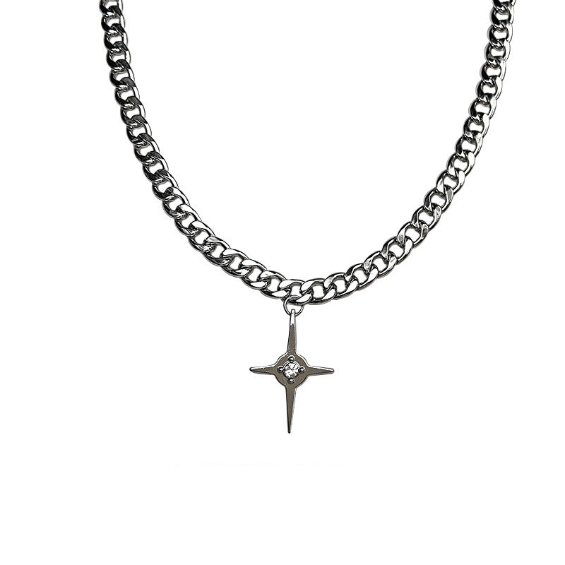 Fashion Titanium Steel Sweet Hot Cross Necklace