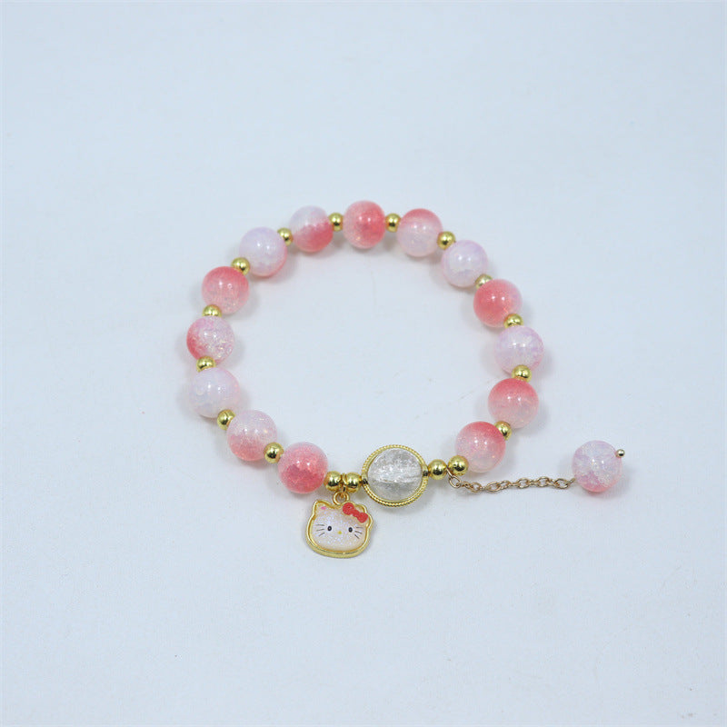 Two-tone Gradient Female Crystal Cartoon Panda Bracelets