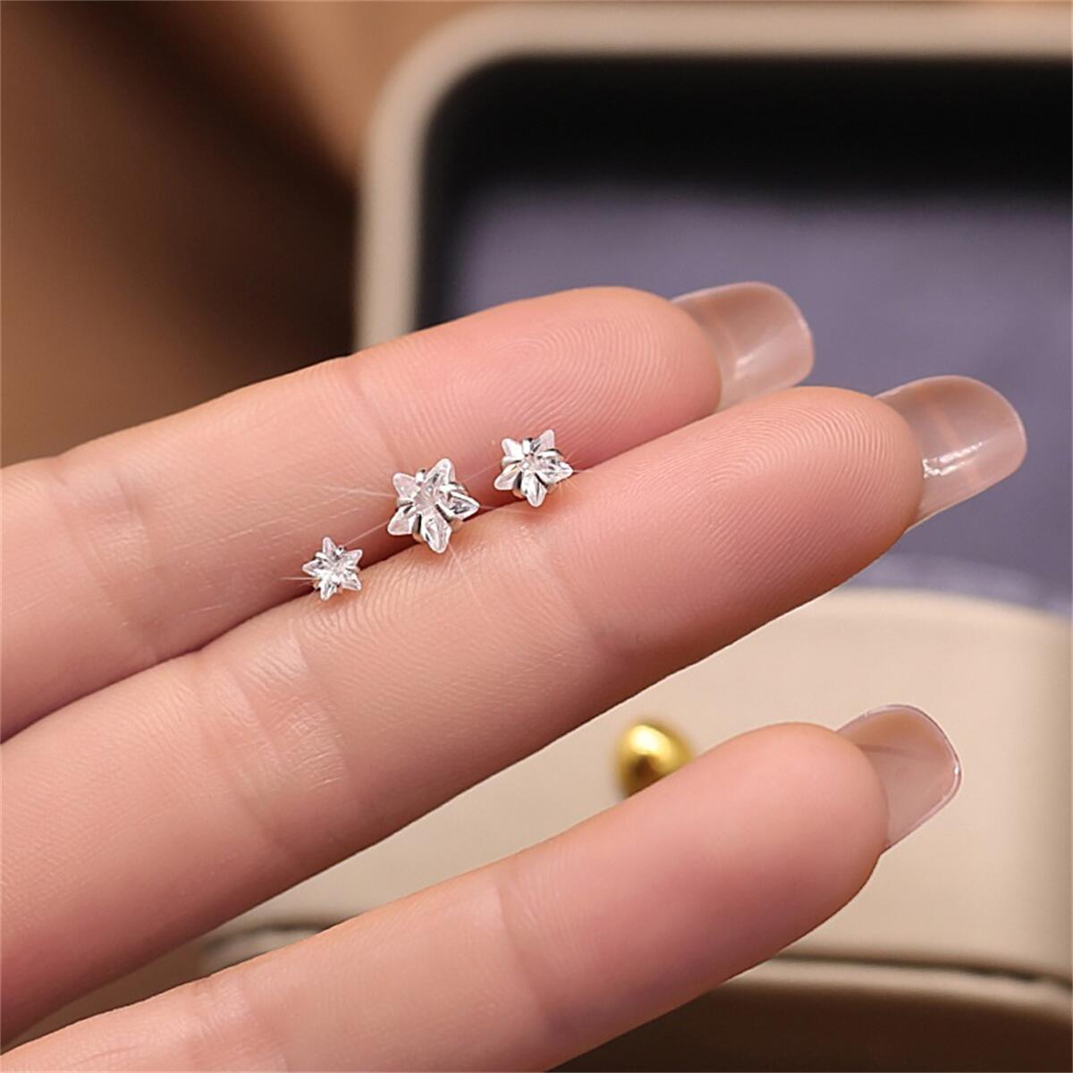 Women's & Men's Zircon Five-pointed Star Auricular Ear Light Earrings