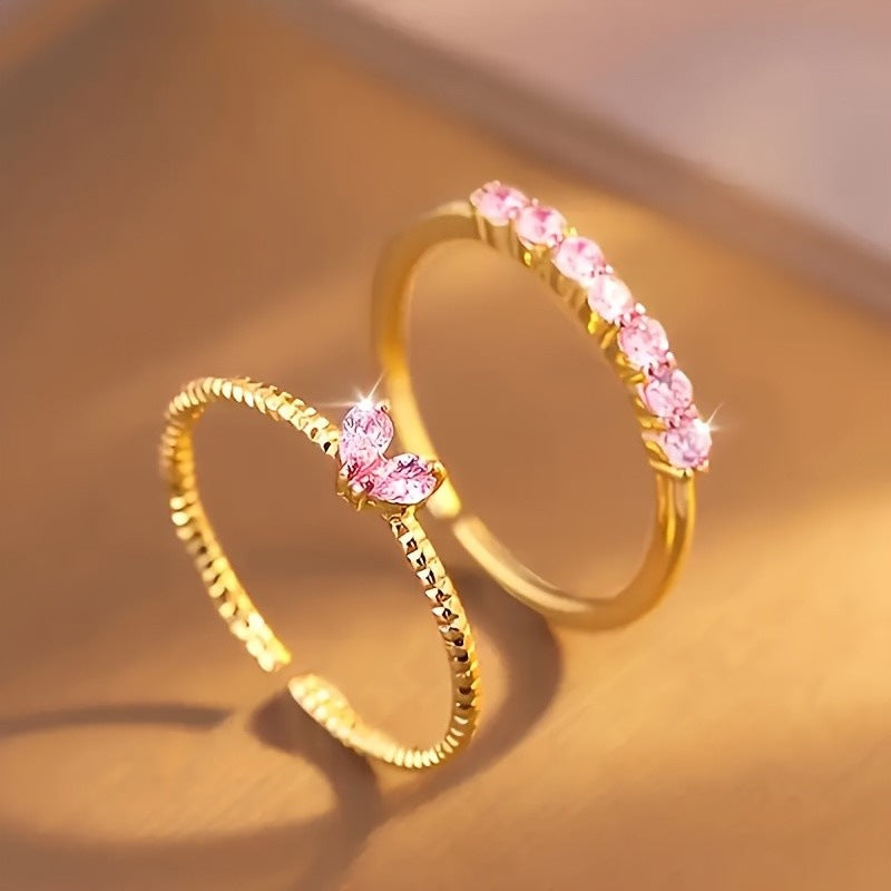 Heart Shape With Diamond Open Simple High Sense Rings