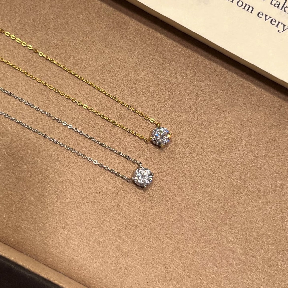 Women's Sterling Sier Nose Droppings Diamond Classic Mini Single Zircon Clavicle Necklace