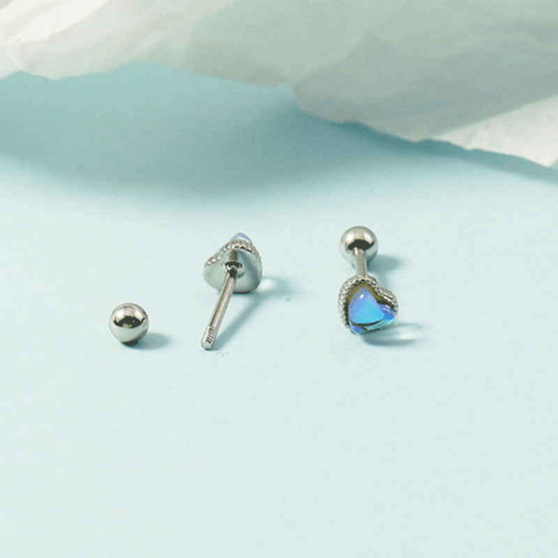 Colorful Love Heart Small Simple Trendy Cold Style Stud Earrings