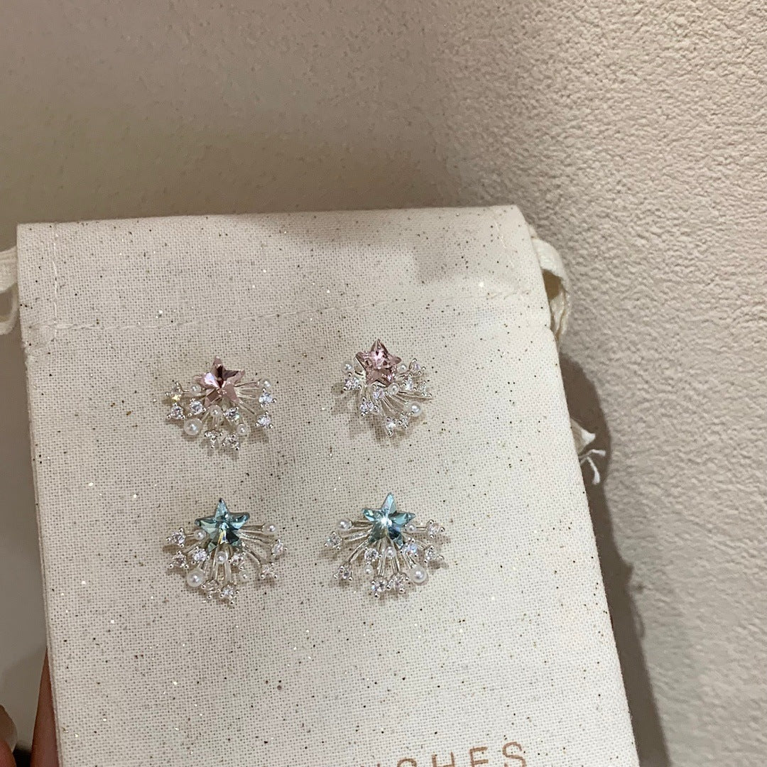 Sier Needle Exquisite Temperament Sparking Zirconium Earrings