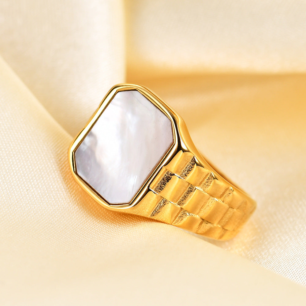 Men's Irregular Square Fritillary Stainless Steel Vintage Watch Rings