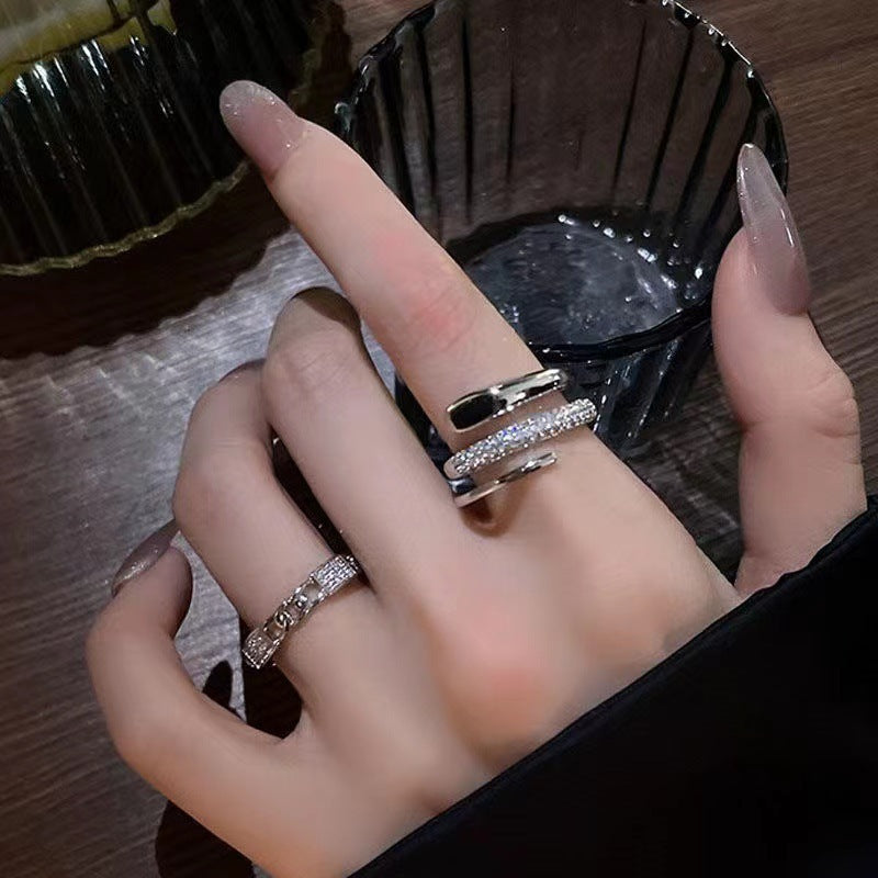 Luxury Minority Design Two-piece Open Female Fashion Rings